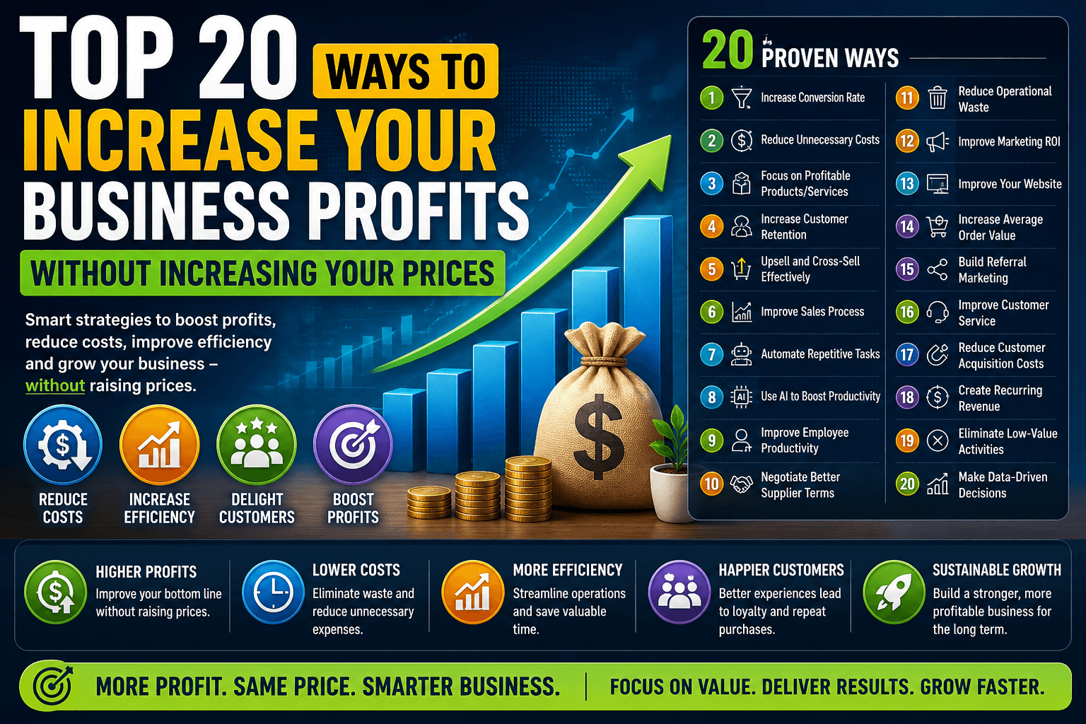 Top 20 Ways to Increase Your Business Profits Without Increasing Your Prices